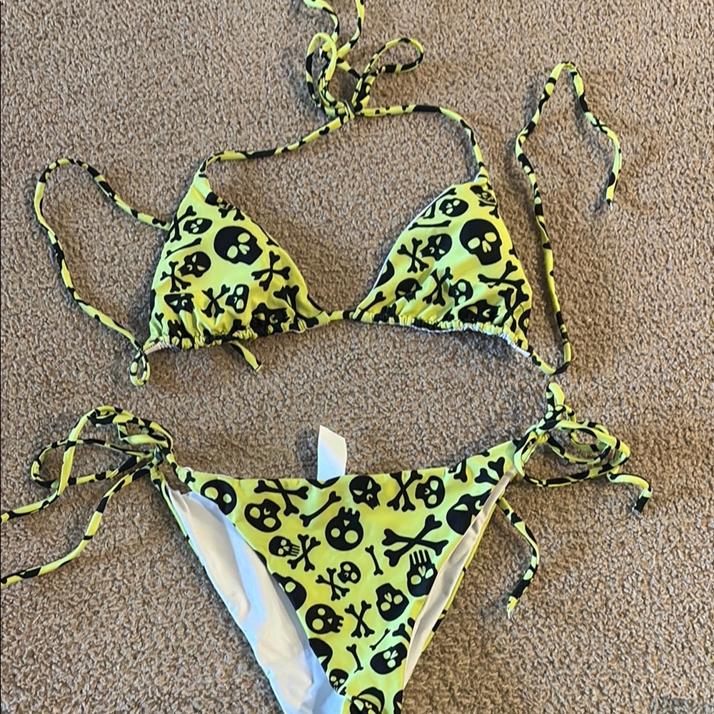 Neon Skull Print Bikini
